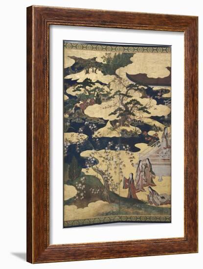 Detail of Spring in the Palace, Six-Fold Screen from 'The Tale of Genji', C.1650-Japanese-Framed Giclee Print