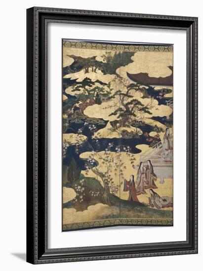 Detail of Spring in the Palace, Six-Fold Screen from 'The Tale of Genji', C.1650-Japanese-Framed Giclee Print