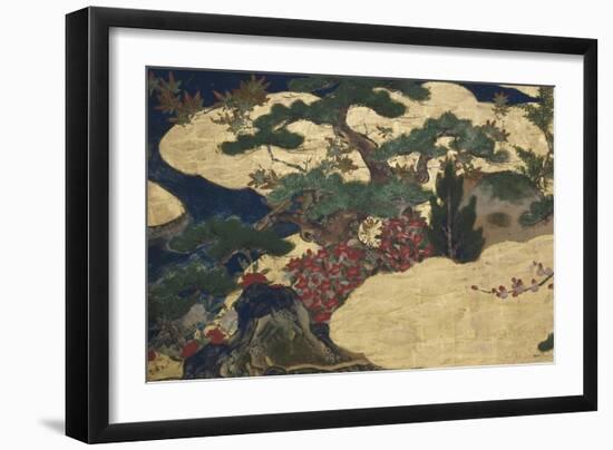 Detail of Spring in the Palace, Six-Fold Screen from 'The Tale of Genji', C.1650-Japanese-Framed Giclee Print