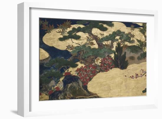 Detail of Spring in the Palace, Six-Fold Screen from 'The Tale of Genji', C.1650-Japanese-Framed Giclee Print