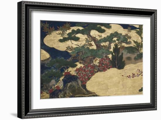 Detail of Spring in the Palace, Six-Fold Screen from 'The Tale of Genji', C.1650-Japanese-Framed Giclee Print