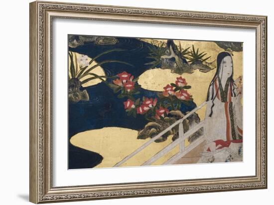 Detail of Spring in the Palace, Six-Fold Screen from 'The Tale of Genji', C.1650-Japanese-Framed Giclee Print