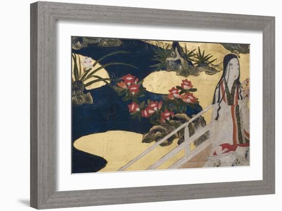 Detail of Spring in the Palace, Six-Fold Screen from 'The Tale of Genji', C.1650-Japanese-Framed Giclee Print