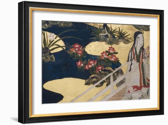 Detail of Spring in the Palace, Six-Fold Screen from 'The Tale of Genji', C.1650-Japanese-Framed Giclee Print