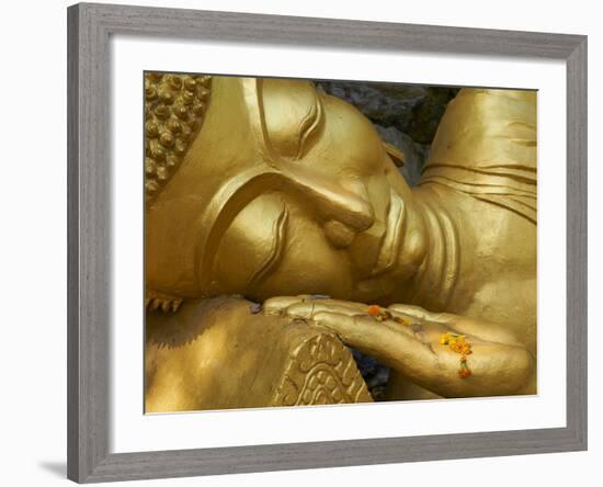 Detail of Statue of Buddha, Phu Si Hill, Luang Prabang, UNESCO World Heritage Site, Laos, Indochina-null-Framed Photographic Print