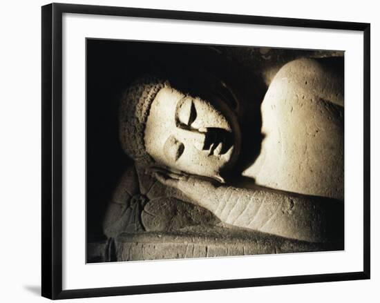 Detail of Stone Carving of the Buddha, Ellora Caves, Maharashtra State, India-Doug Traverso-Framed Photographic Print