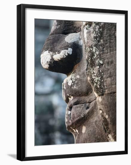 Detail of Stone Face on Towers in the Bayon Temple, Angkor Thom, Cambodia-null-Framed Photographic Print