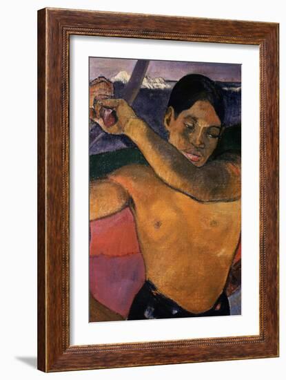 Detail of Tahitian Man from Man with an Axe-Paul Gauguin-Framed Giclee Print