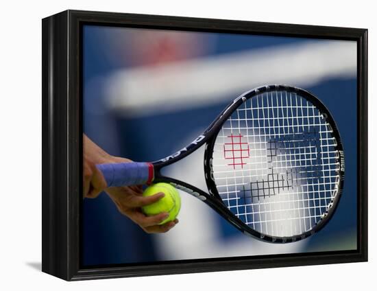 Detail of Tennis Player Holding the Racquet and Ball About to Serve-null-Framed Premier Image Canvas