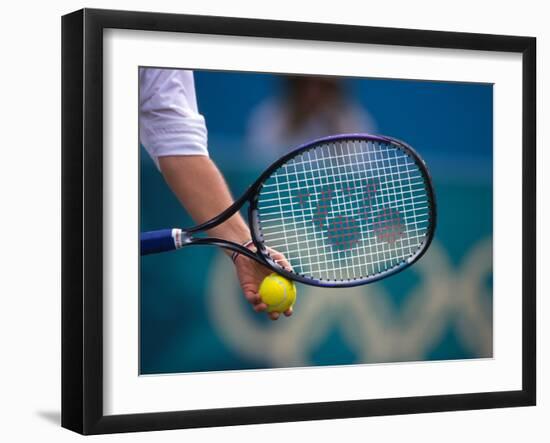 Detail of Tennis Racquet and Ball-null-Framed Photographic Print