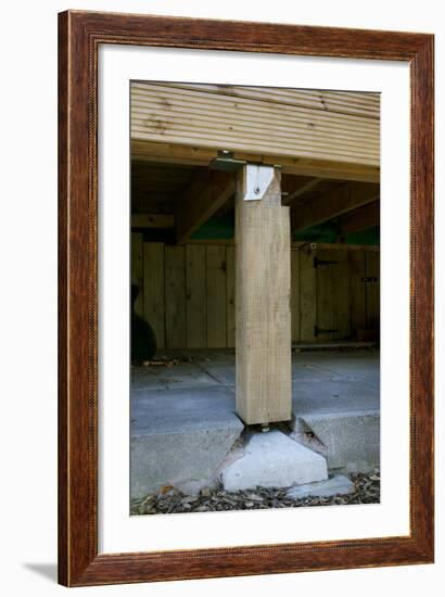 Detail of the Adjustable House Support Posts and Storage Void under Timber Bungalow-Nigel Rigden-Framed Photo