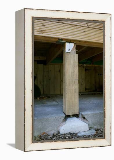 Detail of the Adjustable House Support Posts and Storage Void under Timber Bungalow-Nigel Rigden-Framed Stretched Canvas