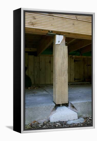 Detail of the Adjustable House Support Posts and Storage Void under Timber Bungalow-Nigel Rigden-Framed Stretched Canvas