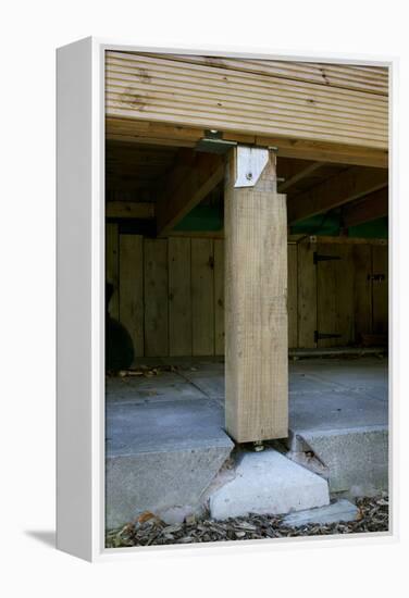 Detail of the Adjustable House Support Posts and Storage Void under Timber Bungalow-Nigel Rigden-Framed Stretched Canvas