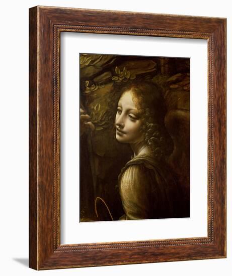 Detail of the Angel, from the Virgin of the Rocks-Leonardo da Vinci-Framed Giclee Print