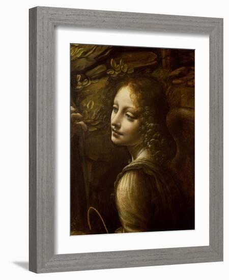 Detail of the Angel, from the Virgin of the Rocks-Leonardo da Vinci-Framed Giclee Print