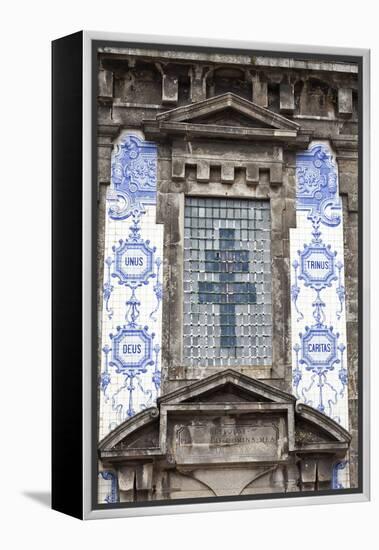Detail of the Azulejos Adorned Front Facade of the Church of Saint Lldefonso Porto Portugal-Julian Castle-Framed Stretched Canvas