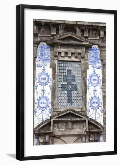 Detail of the Azulejos Adorned Front Facade of the Church of Saint Lldefonso Porto Portugal-Julian Castle-Framed Photo