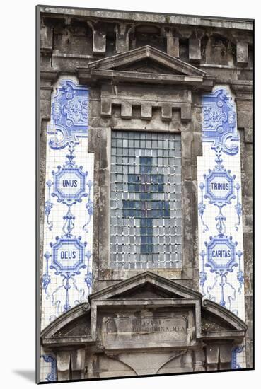 Detail of the Azulejos Adorned Front Facade of the Church of Saint Lldefonso Porto Portugal-Julian Castle-Mounted Photo