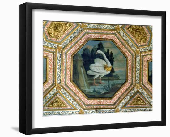 Detail of the Ceiling Decoration in the Salon of the Swans, 15th Century-null-Framed Giclee Print