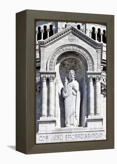 Detail of the Central Portico Statue of Jesus Adorning the Sacre-Coeur Basilica Montmartre France-Julian Castle-Framed Stretched Canvas