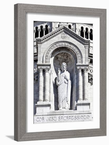 Detail of the Central Portico Statue of Jesus Adorning the Sacre-Coeur Basilica Montmartre France-Julian Castle-Framed Photo