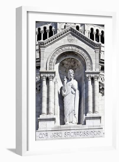 Detail of the Central Portico Statue of Jesus Adorning the Sacre-Coeur Basilica Montmartre France-Julian Castle-Framed Photo