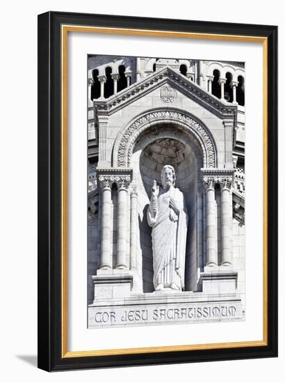 Detail of the Central Portico Statue of Jesus Adorning the Sacre-Coeur Basilica Montmartre France-Julian Castle-Framed Photo