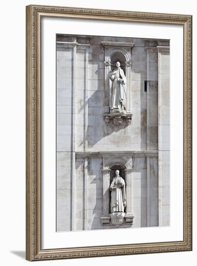 Detail of the Classical and Baroque Style Front Facade of Cathedral Se Nova Coimbra Portugal-Julian Castle-Framed Photo