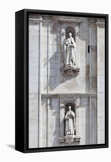 Detail of the Classical and Baroque Style Front Facade of Cathedral Se Nova Coimbra Portugal-Julian Castle-Framed Stretched Canvas