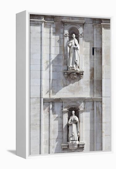 Detail of the Classical and Baroque Style Front Facade of Cathedral Se Nova Coimbra Portugal-Julian Castle-Framed Stretched Canvas