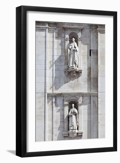 Detail of the Classical and Baroque Style Front Facade of Cathedral Se Nova Coimbra Portugal-Julian Castle-Framed Photo