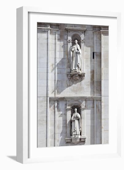 Detail of the Classical and Baroque Style Front Facade of Cathedral Se Nova Coimbra Portugal-Julian Castle-Framed Photo