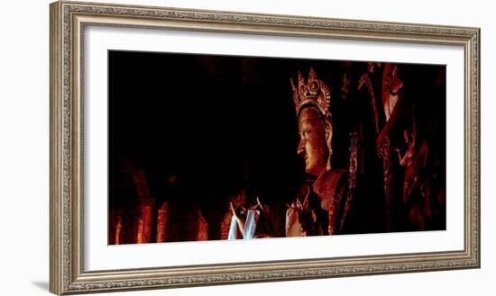 Detail of the clay statue representing Maitreya Buddha in the middle floor of Jambay Lhakhang in...-null-Framed Photographic Print