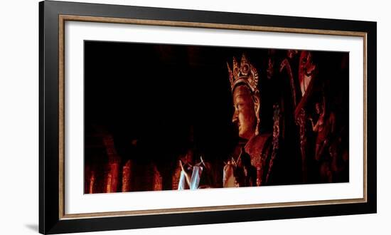 Detail of the clay statue representing Maitreya Buddha in the middle floor of Jambay Lhakhang in...-null-Framed Photographic Print
