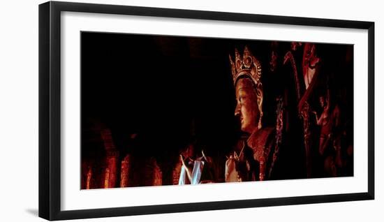 Detail of the clay statue representing Maitreya Buddha in the middle floor of Jambay Lhakhang in...-null-Framed Photographic Print