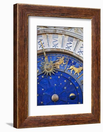 Detail of the Clock Face on the Torre Dell in the Piazza San Marco, San Marco, Venice-Cahir Davitt-Framed Photographic Print