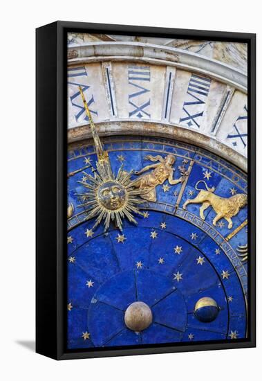 Detail of the Clock Face on the Torre Dell in the Piazza San Marco, San Marco, Venice-Cahir Davitt-Framed Premier Image Canvas