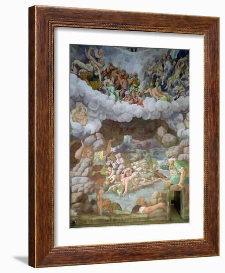 Detail of the Destruction of the Giants by Jupiter's Thunderbolts, Sala Dei Giganti, 1536-Giulio Romano-Framed Giclee Print