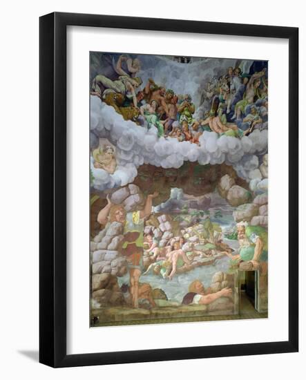 Detail of the Destruction of the Giants by Jupiter's Thunderbolts, Sala Dei Giganti, 1536-Giulio Romano-Framed Giclee Print