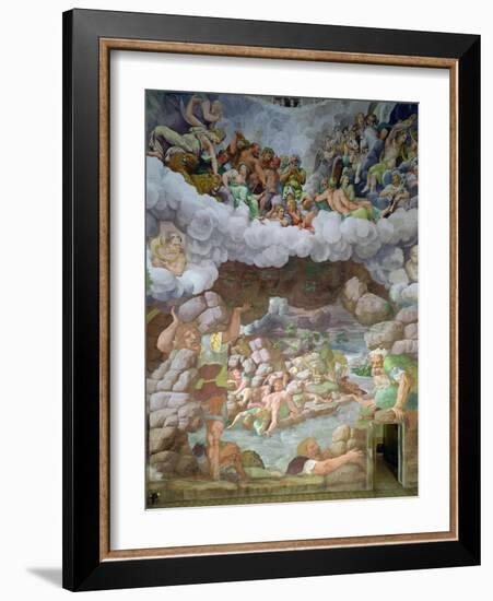 Detail of the Destruction of the Giants by Jupiter's Thunderbolts, Sala Dei Giganti, 1536-Giulio Romano-Framed Giclee Print