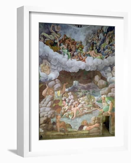 Detail of the Destruction of the Giants by Jupiter's Thunderbolts, Sala Dei Giganti, 1536-Giulio Romano-Framed Giclee Print