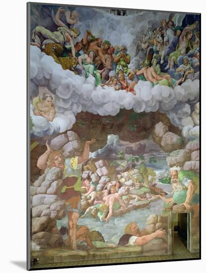 Detail of the Destruction of the Giants by Jupiter's Thunderbolts, Sala Dei Giganti, 1536-Giulio Romano-Mounted Giclee Print