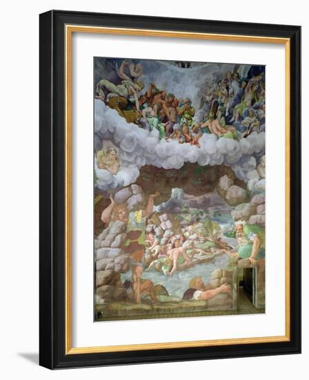 Detail of the Destruction of the Giants by Jupiter's Thunderbolts, Sala Dei Giganti, 1536-Giulio Romano-Framed Giclee Print