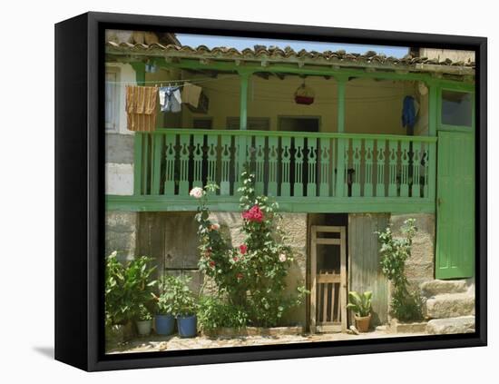 Detail of the Exterior of a House with a Green Door and Woodwork, Arenas De San Pedro, Spain-Michael Busselle-Framed Premier Image Canvas