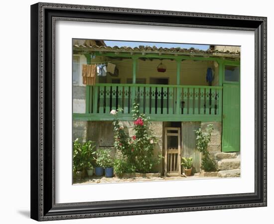 Detail of the Exterior of a House with a Green Door and Woodwork, Arenas De San Pedro, Spain-Michael Busselle-Framed Photographic Print