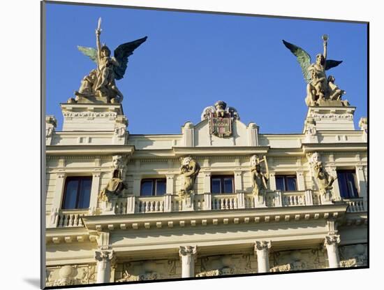 Detail of the Facade of Vinohrady Theatre, Built in 1909, on Namesti Miru (Square), Prague-Richard Nebesky-Mounted Photographic Print