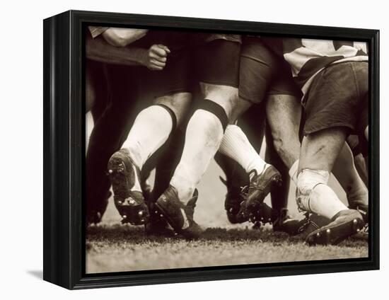Detail of the Feet of a Group of Ruby Players in a Scrum, Paris, France-null-Framed Premier Image Canvas
