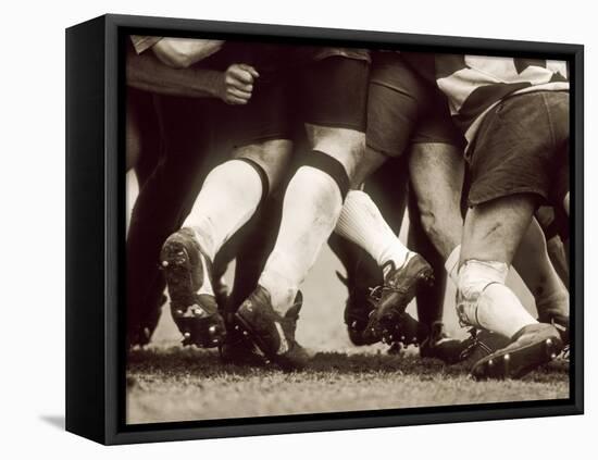 Detail of the Feet of a Group of Ruby Players in a Scrum, Paris, France-null-Framed Premier Image Canvas