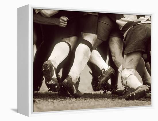 Detail of the Feet of a Group of Ruby Players in a Scrum, Paris, France-null-Framed Premier Image Canvas